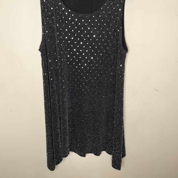 Nally & Millie Silver Paillette Tank Top Shiny Metallic Party - Picture 3 of 11
